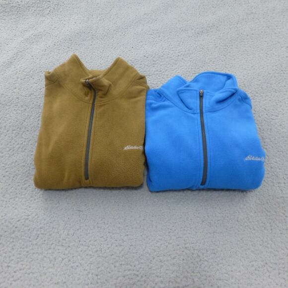 Eddie Bauer Sweater Lot of 2 Mens XL 1/4 Zip Fleece Brown Blue Hiking Pullover - Picture 1 of 12